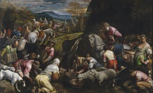 Mooses iskee vettä kalliosta tekijältä Jacopo Bassano il vecchio