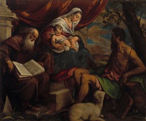 Neitsyt ja lapsi Johannes Kastajan ja Pyhän Antonius apottin kanssa, 1560-luku.