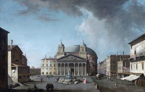 Näkymä Pantheonille Roomassa par Fabris, Jacopo (1689-1761). Öljy kankaalle, koko: 73x112,4, , Yksityiskokoelma tekijältä Jacopo Fabris