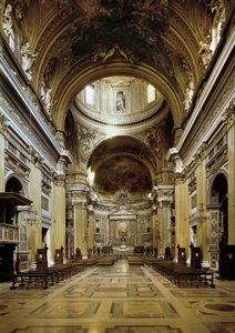 Sisäkuva Chiesa del Gesusta, rakennettu 1568-75 tekijältä Jacopo Vignola