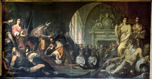 Cosimo I de Medici vastaanottaa paavi Pius V:n tekijältä Jacopo Ligozzi