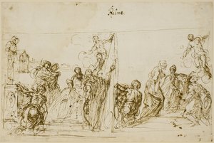 Kaksi sommitteluluonnosta Doge Pasquale Cicognan votiivimaalaukseen, Sala del Pregadi, Palazzo Ducale, Venetsia tekijältä Jacopo Palma