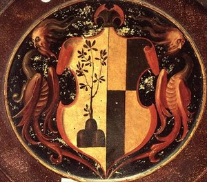 Heraldic Shield, n. 1529 (öljy paneelissa) (50329:n kääntöpuoli) tekijältä Jacopo Pontormo