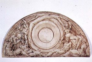 Opiskelu lunettea varten (kynä ja muste aluksella) tekijältä Jacopo Pontormo
