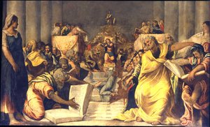 Kristus lääkäreiden joukossa tekijältä Jacopo Robusti Tintoretto
