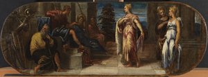 Ester ja Ahasverus tai Salomo ja Saban kuningatar, 1545 tekijältä Jacopo Robusti Tintoretto