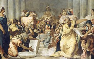 Jeesus Jerusalemin temppelin lääkäreiden joukossa tekijältä Jacopo Robusti Tintoretto