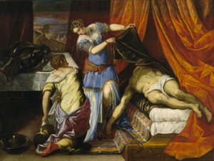Judith ja Holofernes, n. 1577 (öljy kankaalle) tekijältä Jacopo Robusti Tintoretto