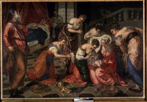 La nativite de Saint Jean Baptiste (Johannes Kastajan syntymä). Tintoretton maalaus (Jacopo Robusti nimeltä Tintoretto tekijältä Jacopo Robusti Tintoretto