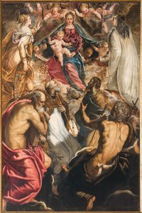 Madonna Jeesus-lapsen ja pyhien kanssa tekijältä Jacopo Robusti Tintoretto