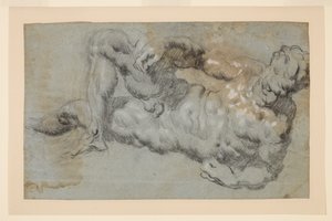 Tutkimus Michelangelon "Ilta" jälkeen tekijältä Jacopo Robusti Tintoretto