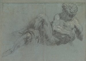 Opinnäytetyö Michelangelos Giorno -teoksen mukaan, n.1550-55 (liitu paperille). tekijältä Jacopo Robusti Tintoretto