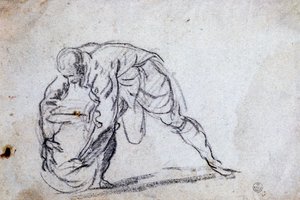Tutkimus taipuneelle mieshahmolle tekijältä Jacopo Robusti Tintoretto