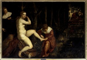Suzanne kylvyssä Jacopo Robustin maalaus dit Le Tintoret (Il Tintoretto) (1518-1594) 1500-luvun su. 1,67 x 2,38 m Pariisi, Musee du Louvre tekijältä Jacopo Robusti Tintoretto