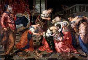 Johannes Kastajan syntymä, 1550. tekijältä Jacopo Robusti Tintoretto