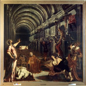 Pyhän Markuksen ruumiin löytö tekijältä Jacopo Robusti Tintoretto