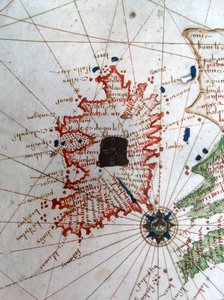 Irlanti, yksityiskohta renessanssin aikaisesta Euroopan kartasta, Jacopo Russo (jälkeen), 1528