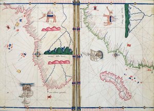 Ms Ital 550.0.3.15 fol.4v-5r Afrikan ja Hyvän toivon niemimaan kartta, Carte Geografiche -teoksesta.