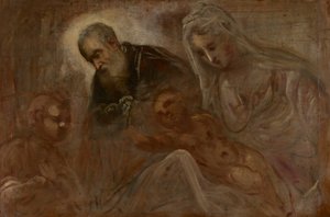 Pyhä perhe nuoren pyhän Johannes Kastajan kanssa tekijältä Jacopo Tintoretto