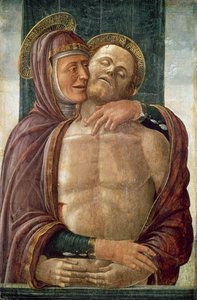 Neitsyt kuolleen Kristuksen kanssa, n. 1480 (tempera paneelissa)