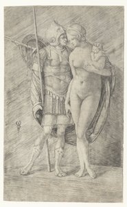 Mars haarniskassa ja alaston Venus Cupidon kanssa