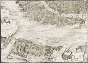 Näkymä Venetsiaan [alempi vasen lohko], 1500. tekijältä Jacopo de Barbari