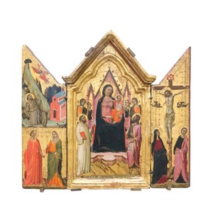 Madonna ja lapsi valtaistuimella pyhimysten ja enkelien kanssa, n. 1320-1325 (tempera puulla)