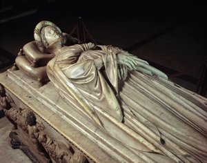 Makaa Ilaria del Carretto (1379-1405), Paolo Guinigin (1376-1432) vaimo italialainen poliitikko (Ilaria del Carretton hautausmuistomerkki, Paolo Guinigin vaimo) Jacopo della Quercian marmoriveistos (1371 / 74-1438-1) 1407 Lucca (Lucca), Cathedrale San
