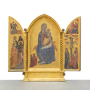 Madonna ja lapsi; Ilmoitus; Ristiinnaulitseminen ja pyhät, n. 1380 (paneeli) tekijältä Jacopo di Cione