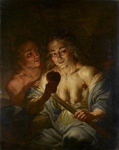 Vanha nainen, jolla on sydän: Kateus, n. 1642 (öljy kuparille)