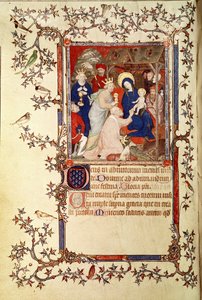 Lat 18014 f.42v The Adoration of the Magi, Les Petites Heures de Duc de Berry, n.1385-90 tekijältä Jacquemart de Hesdin
