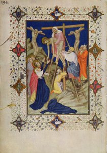 MS 11060-11061 Ristin tunnit: Vespers, laskeutuminen ristiltä tekijältä Jacquemart de Hesdin
