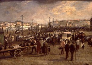 The Fish Sale (öljy kankaalle) tekijältä Jacques Emile Blanche