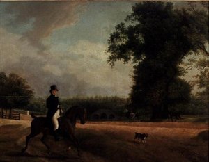 George Asuu hevosen selässä tekijältä Jacques Laurent Agasse