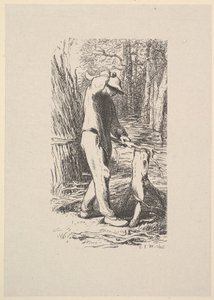 Puunhakkaaja tekemässä peppua, 1853.
