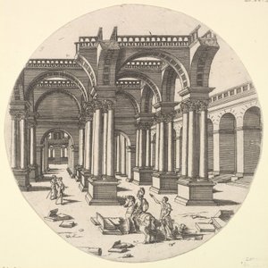 Perspektiivinäkymä, Isisin temppeli, 1551. tekijältä Jacques Androuet Du Cerceau