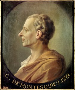Ranskalaisen filosofin ja poliittisen ajattelijan Charles de Secondatin, Baron de la Brede et de Montesquieun (1689-1755) muotokuva Jacques Antoine Dassier