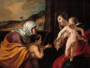Neitsyt ja lapsi Pyhän Elisabetin ja pikkulapsen kanssa Pyhä Johannes Kastaja, 162829. tekijältä Jacques Blanchard
