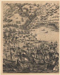 2. Alareunan keskellä oleva taulu teoksesta ”La Rochelle’n piiritys” tekijältä Jacques Callot
