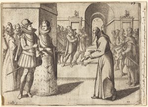 Kapusiinimunkki tuo Baijerin kuninkaan kiitokset [etupuoli] tekijältä Jacques Callot