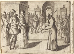 Kapusiini, joka tuo Baijerin kuninkaan kiitoksen [recto] tekijältä Jacques Callot