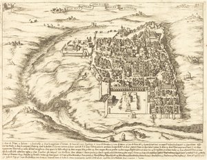 Ilmakuva Jerusalemin kaupungista tekijältä Jacques Callot