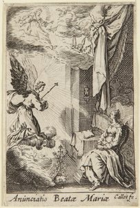 Ilmoitus, sarjasta La Vie de la Sainte Vierge (Neitsyen elämä) tekijältä Jacques Callot