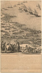 Yksityiskohta teoksesta "St. Martinin linnoituksen piiritys Île de Réllä" tekijältä Jacques Callot