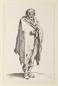 Paljaspäinen kerjäläinen kenkiämättömillä jaloilla, The Beggarsista tekijältä Jacques Callot