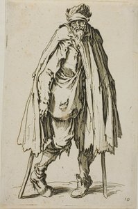 Keppiin nojaava kerjäläinen, The Beggarsin lautanen yhdeksäntoista tekijältä Jacques Callot