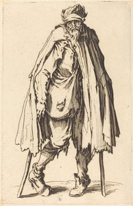 Kerjäläinen kainalosauvoilla ja säkillä tekijältä Jacques Callot