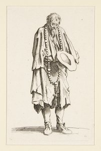 Kerjäläinen rukouksen kanssa, The Beggars (Le mendiant au rosaire) tekijältä Jacques Callot