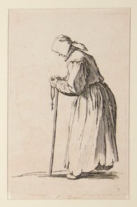 Kerjäläinen nainen rukousnauhalla, The Beggars (La mendiante aux rosaire) tekijältä Jacques Callot