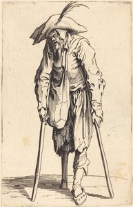 Kerjääjä puujalalla, n. 1622 tekijältä Jacques Callot